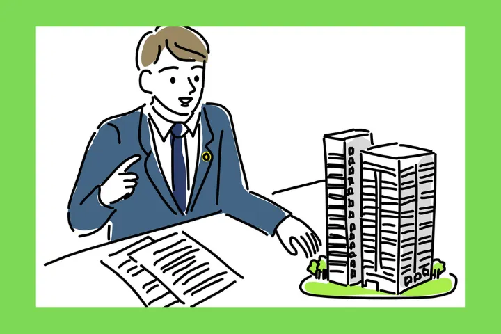 男性が住宅ローンを説明しているイラスト